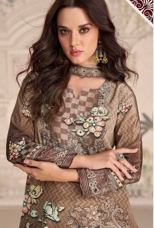 3 PIECE FANCY PRINTED KURTI WITH SHARARA AND BEAUTIFUL DUPATTA