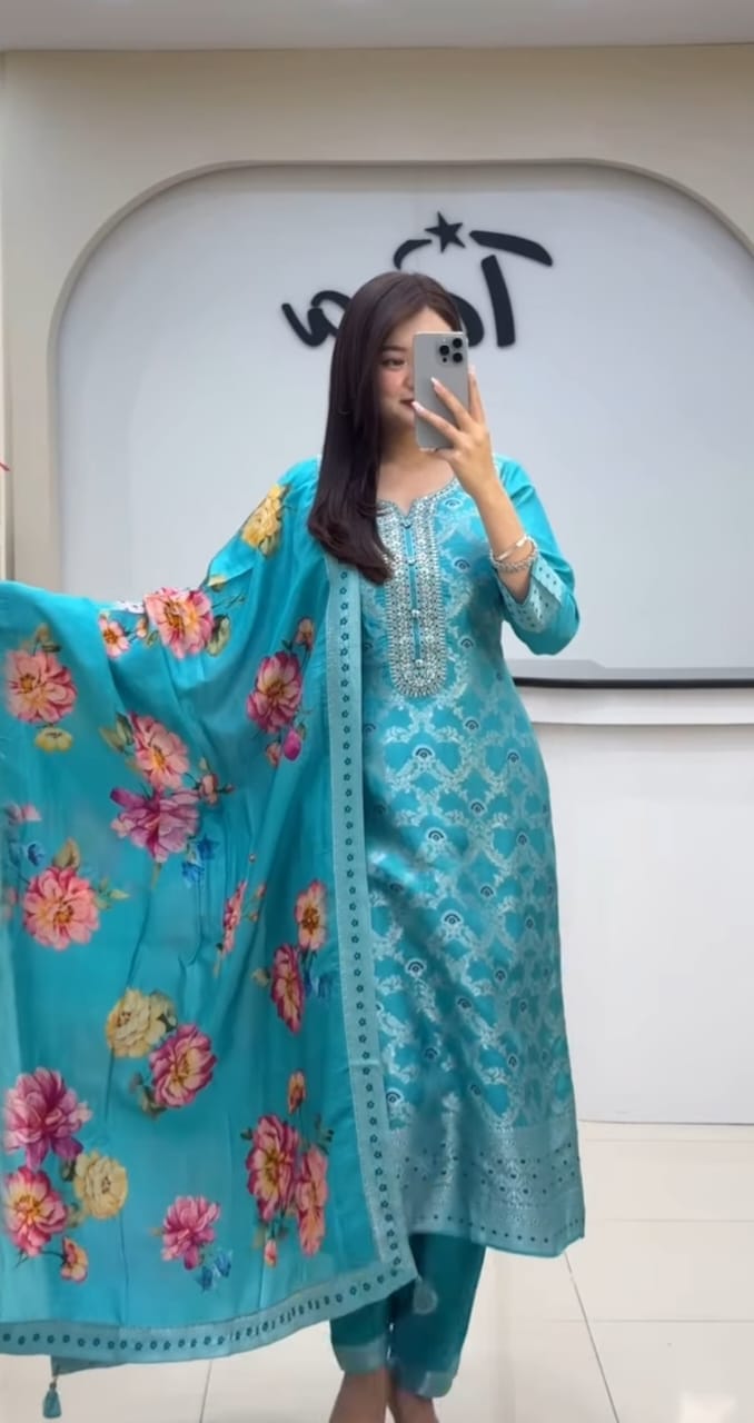 Premium Banarasi Chanderi Banarasi Suit set