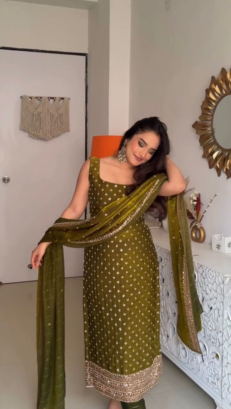 Premium Fendy Silk Embroidery Sequence Suit Set | Ready to Wear Ethnic Outfit for Women