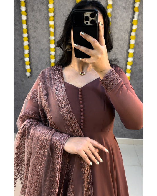 Premium Georgette Party Wear Gown with Net Dupatta