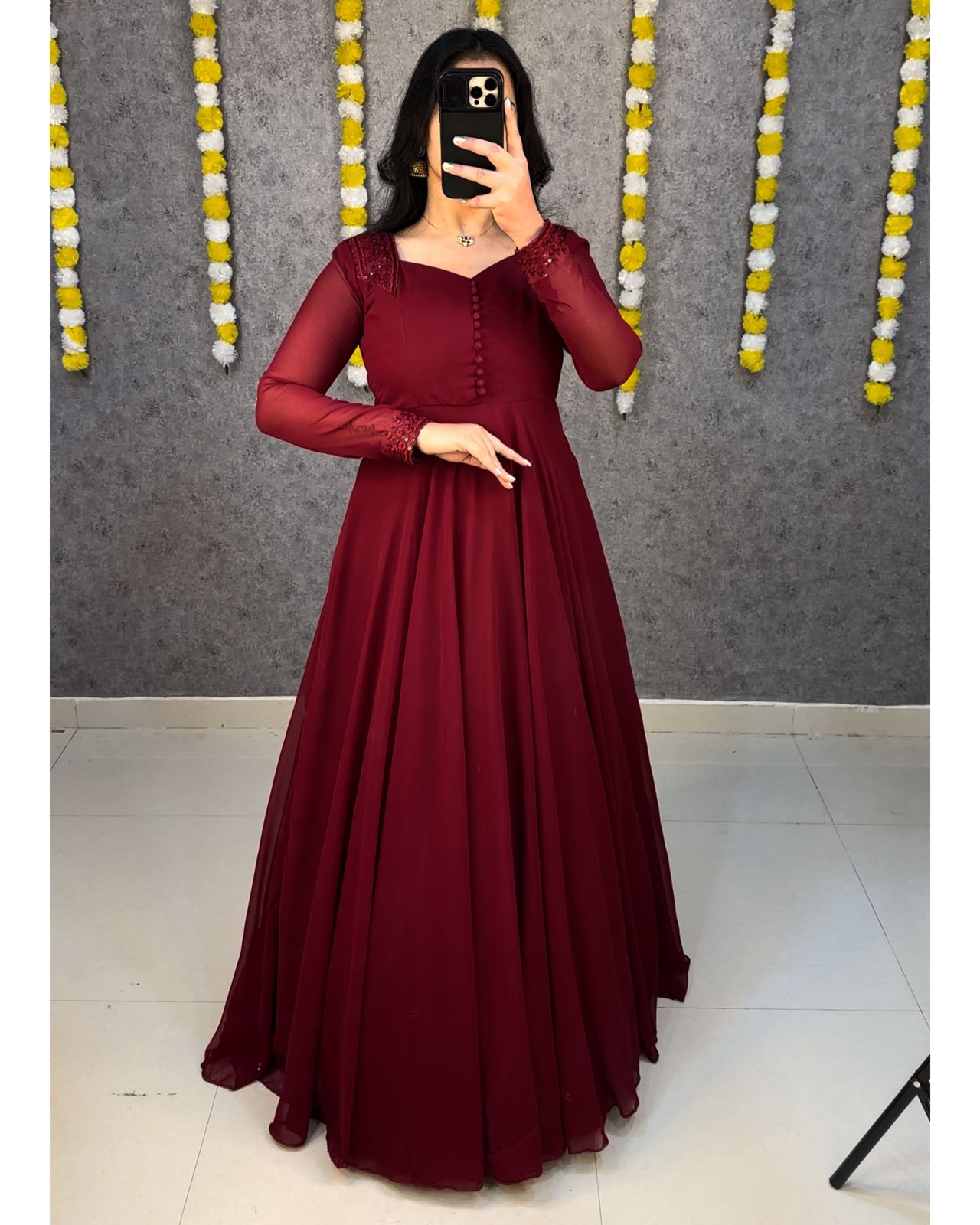 Premium Georgette Party Wear Gown with Net Dupatta