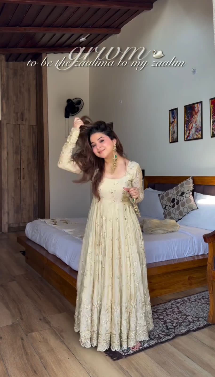 Designer Crunchy Silk Gown with Heavy Embroidery & Lace Border Dupatta – Ready to Wear Set