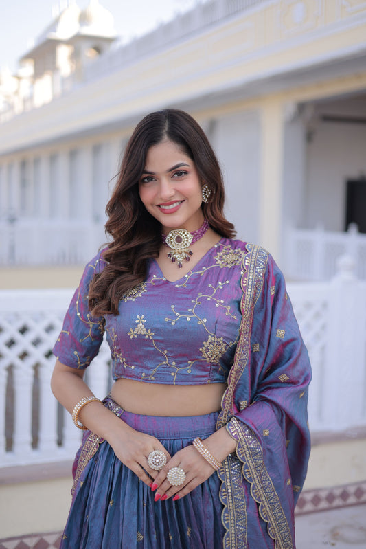Designer Silk Lehenga Set with Heavy Zari & Sequins Work | Bridal & Festive Wear