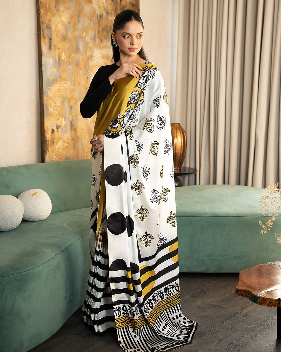 Designer Model Silk Saree with Digital Print & Matching Blouse – Elegant Party & Function Wear