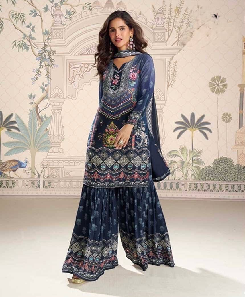 3 PIECE FANCY PRINTED KURTI WITH SHARARA AND BEAUTIFUL DUPATTA