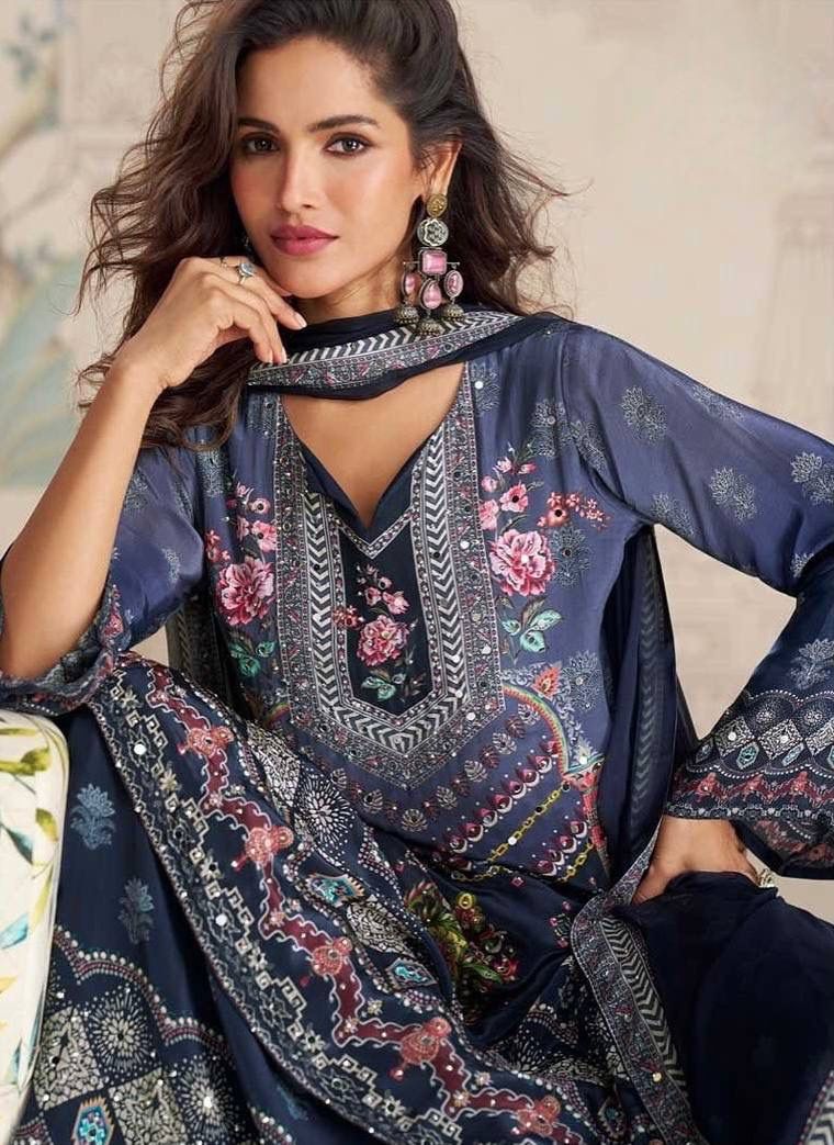 3 PIECE FANCY PRINTED KURTI WITH SHARARA AND BEAUTIFUL DUPATTA