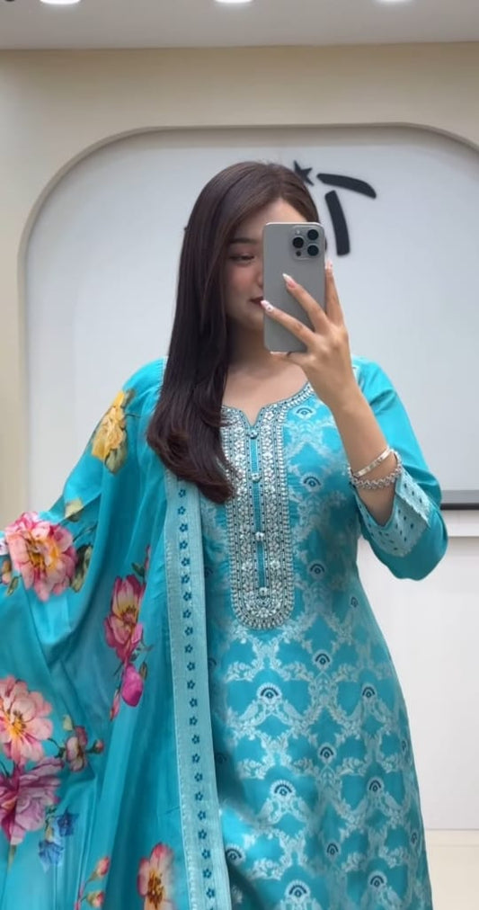 Premium Banarasi Chanderi Banarasi Suit set