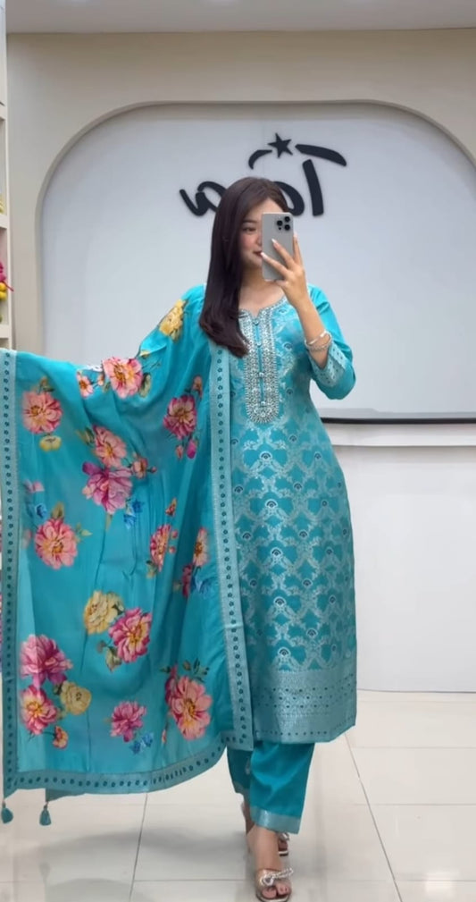 Premium Banarasi Chanderi Banarasi Suit set