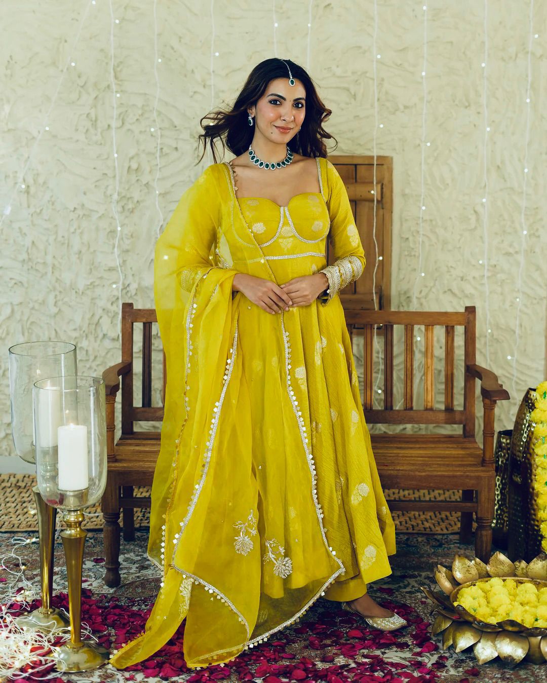 Pure Chinon Silk Umbrella Flair Anarkali Gown Set | Heavy Sequence Work with Dupatta & Pant