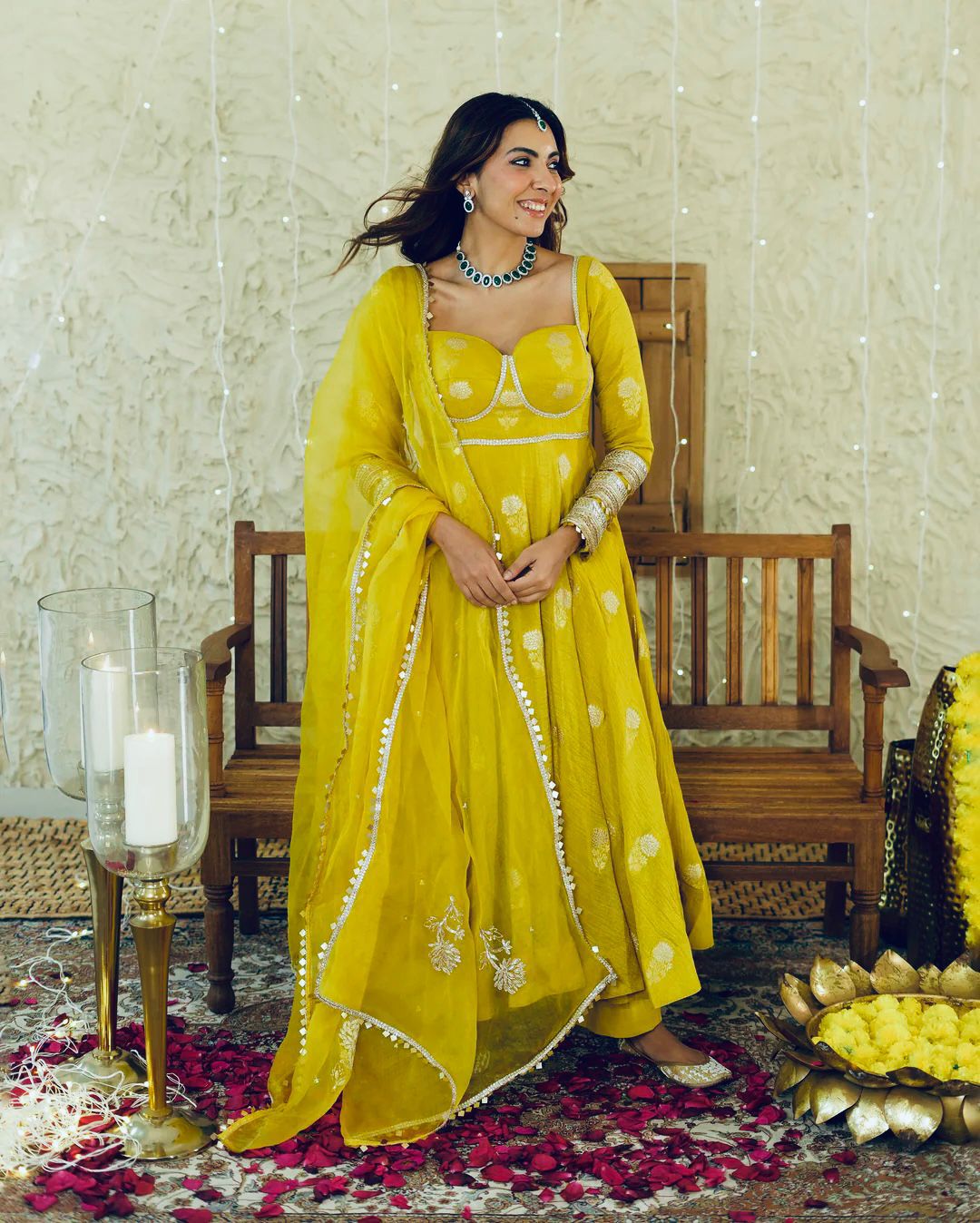 Pure Chinon Silk Umbrella Flair Anarkali Gown Set | Heavy Sequence Work with Dupatta & Pant