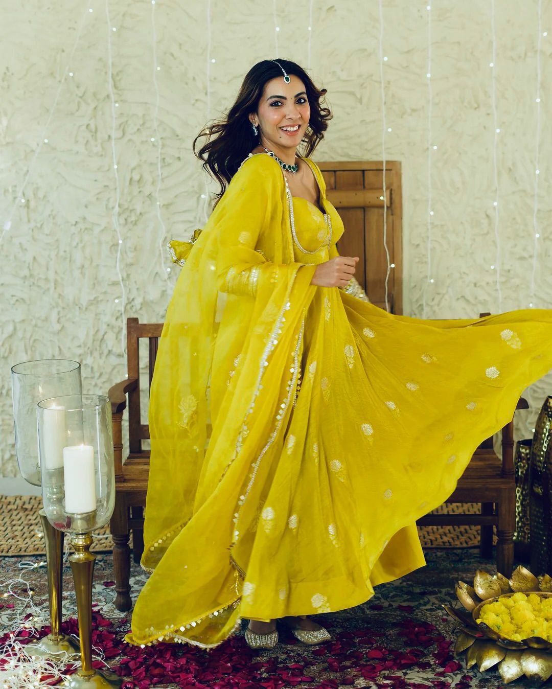 Pure Chinon Silk Umbrella Flair Anarkali Gown Set | Heavy Sequence Work with Dupatta & Pant