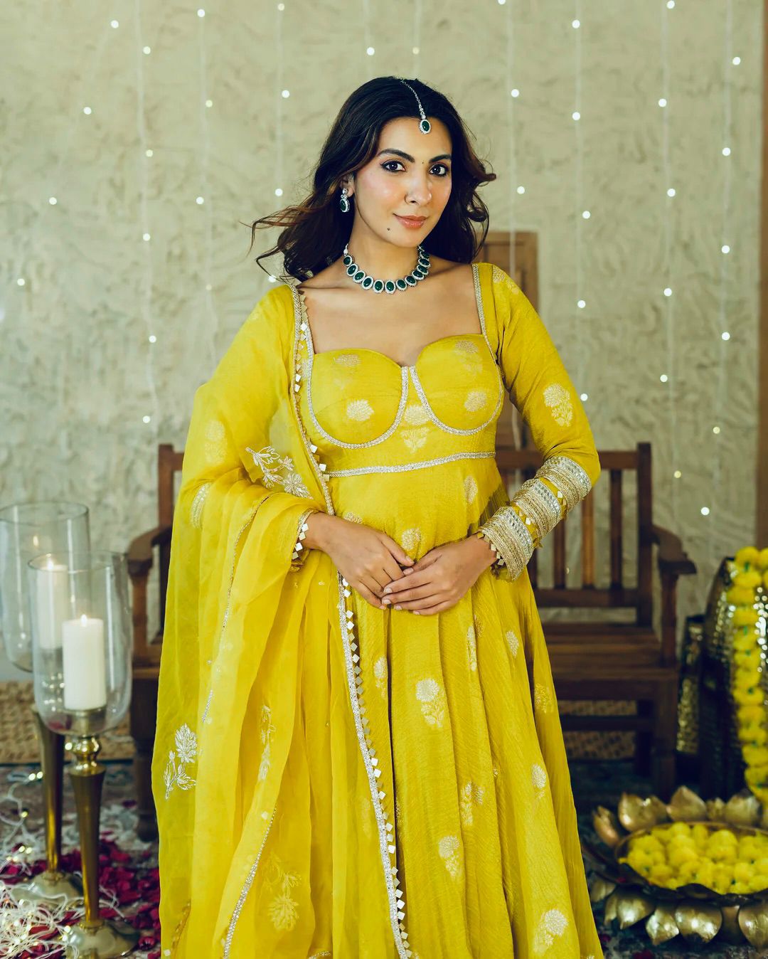 Pure Chinon Silk Umbrella Flair Anarkali Gown Set | Heavy Sequence Work with Dupatta & Pant