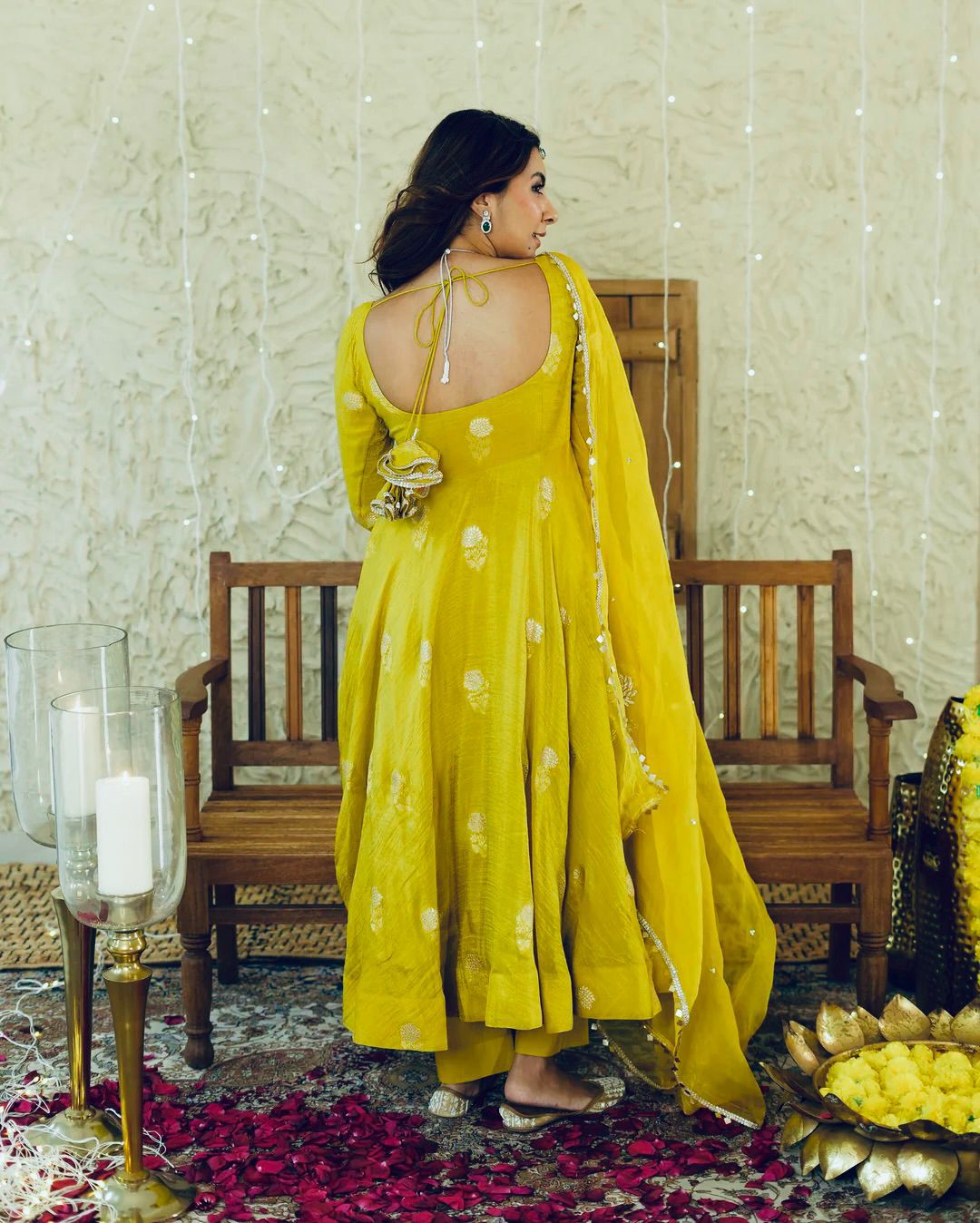 Pure Chinon Silk Umbrella Flair Anarkali Gown Set | Heavy Sequence Work with Dupatta & Pant