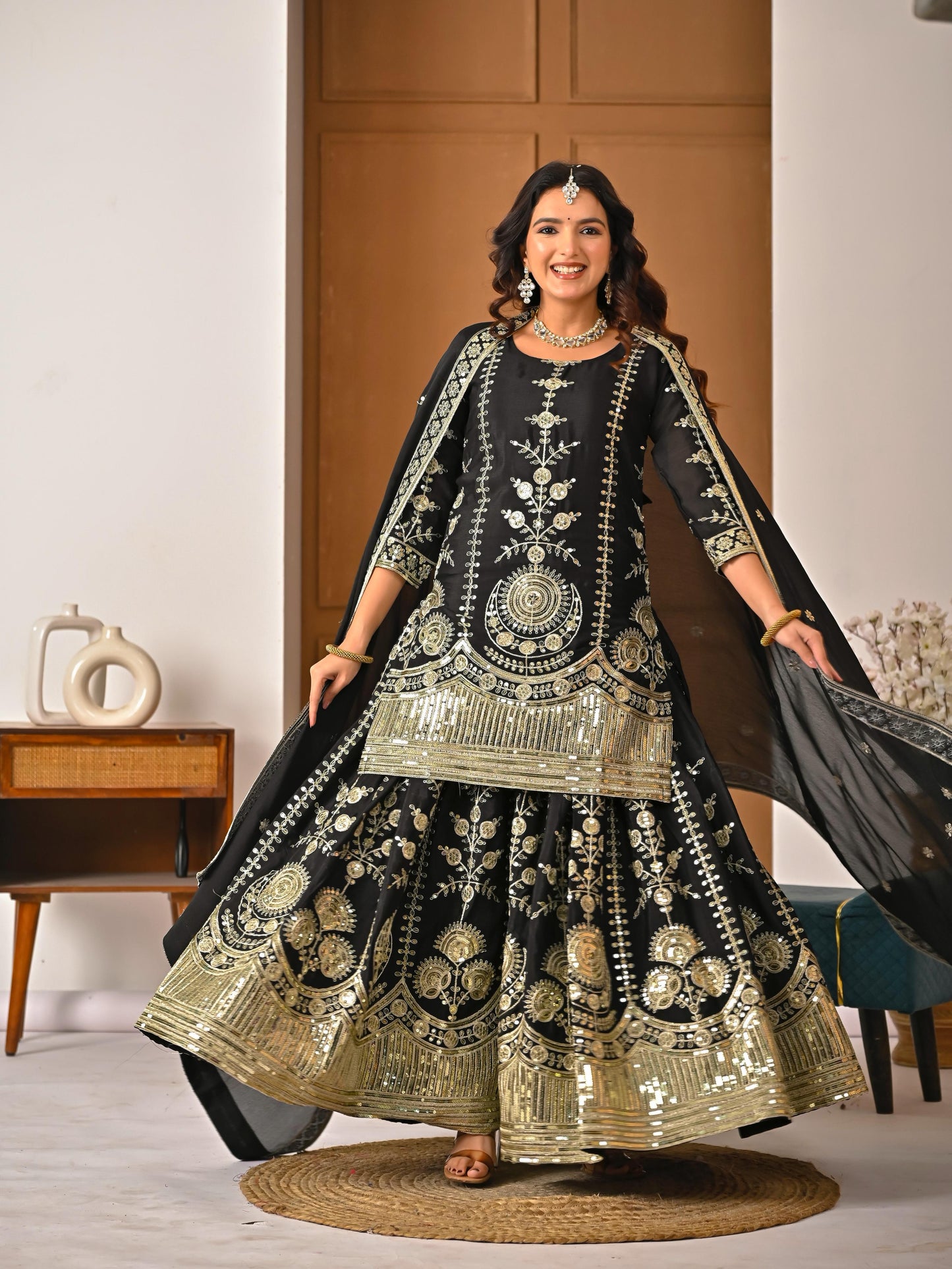 Launching New Designer Party Wear Look Top , Sharara Plazzo &nbsp;and Dupatta