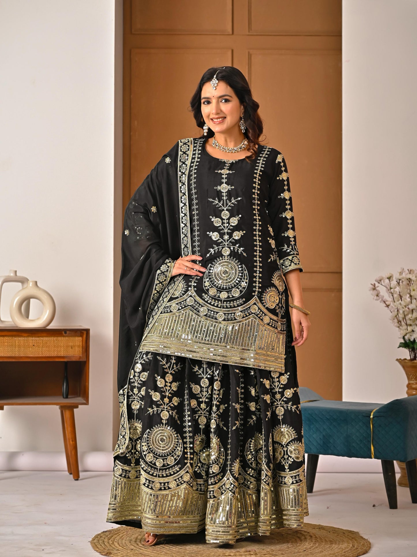 Launching New Designer Party Wear Look Top , Sharara Plazzo &nbsp;and Dupatta