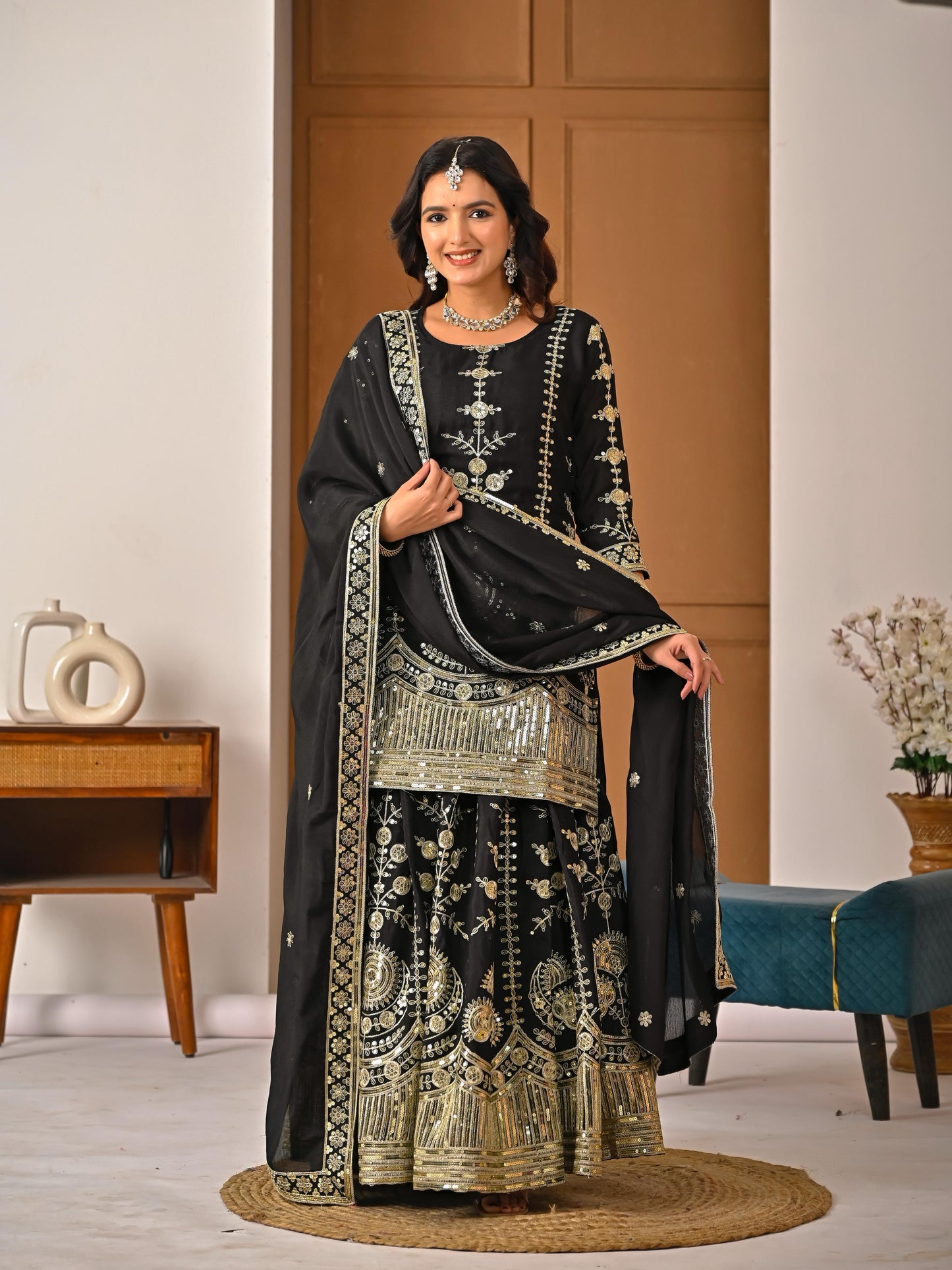 Launching New Designer Party Wear Look Top , Sharara Plazzo &nbsp;and Dupatta