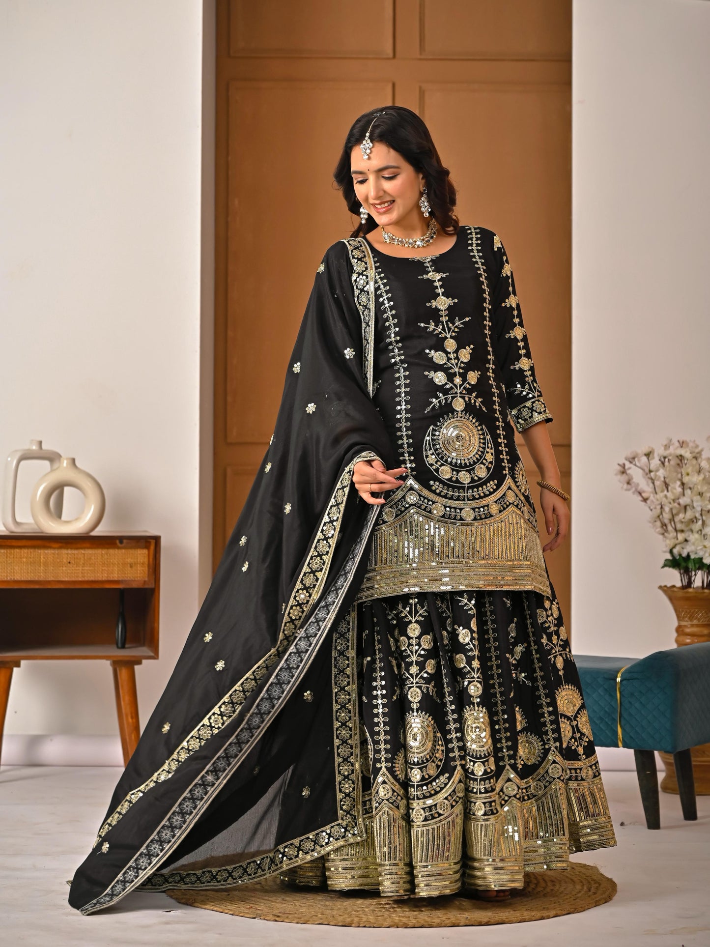 Launching New Designer Party Wear Look Top , Sharara Plazzo &nbsp;and Dupatta