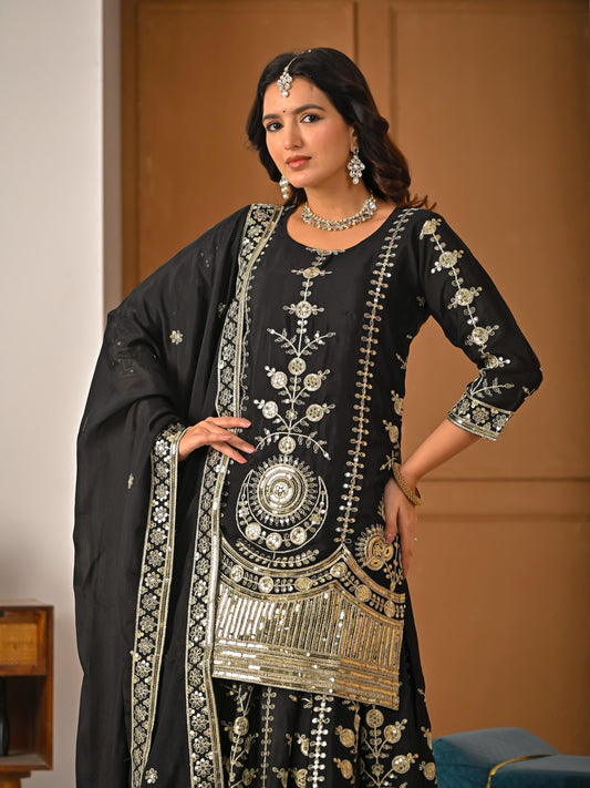 Launching New Designer Party Wear Look Top , Sharara Plazzo &nbsp;and Dupatta