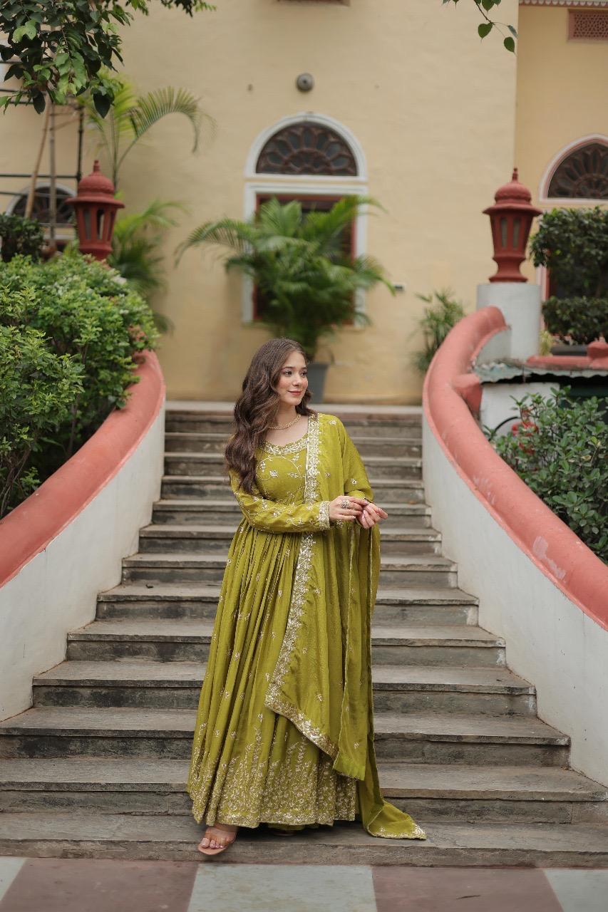 Premium Designer Chinon Sequins Embroidered Sharara Set with Dupatta