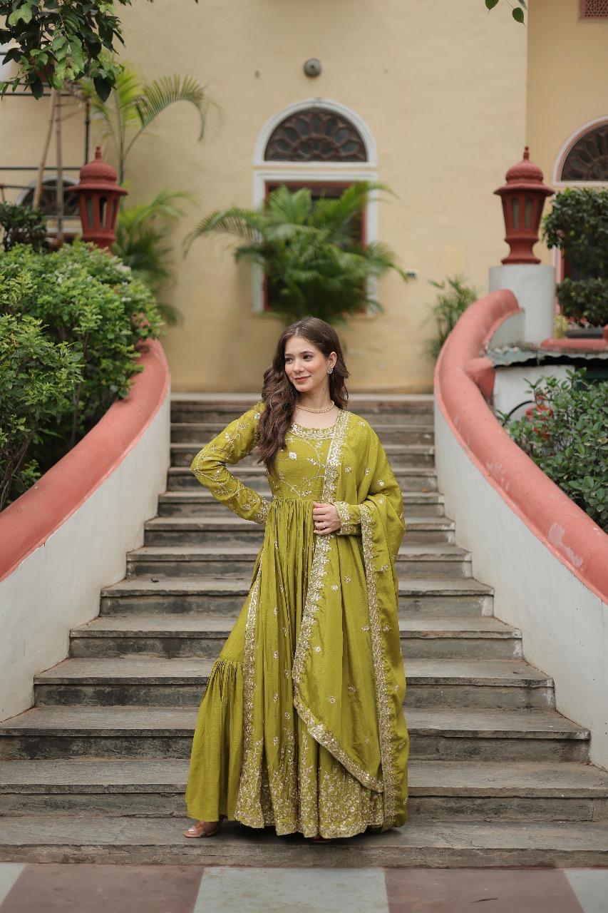 Premium Designer Chinon Sequins Embroidered Sharara Set with Dupatta