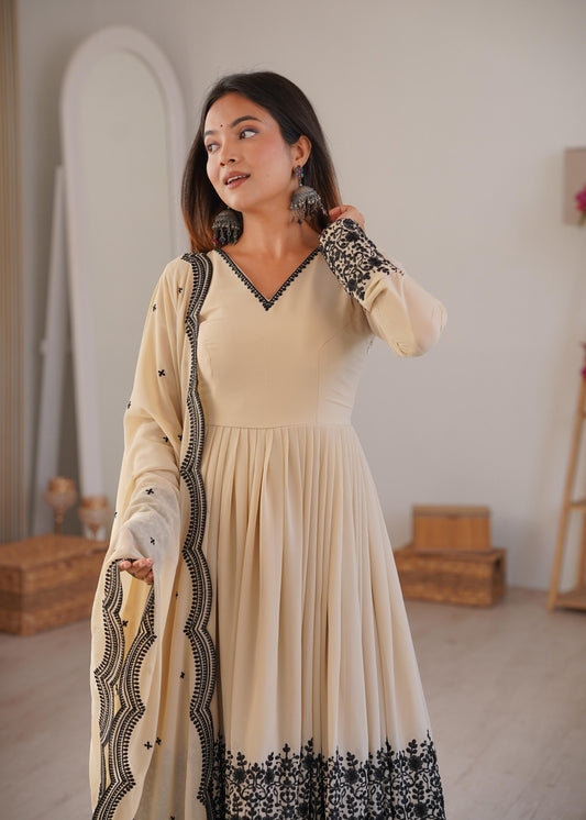 Premium Faux Georgette Embroidered Suit Set with Plazzo & Dupatta | Ready to Wear Festive Party Wear