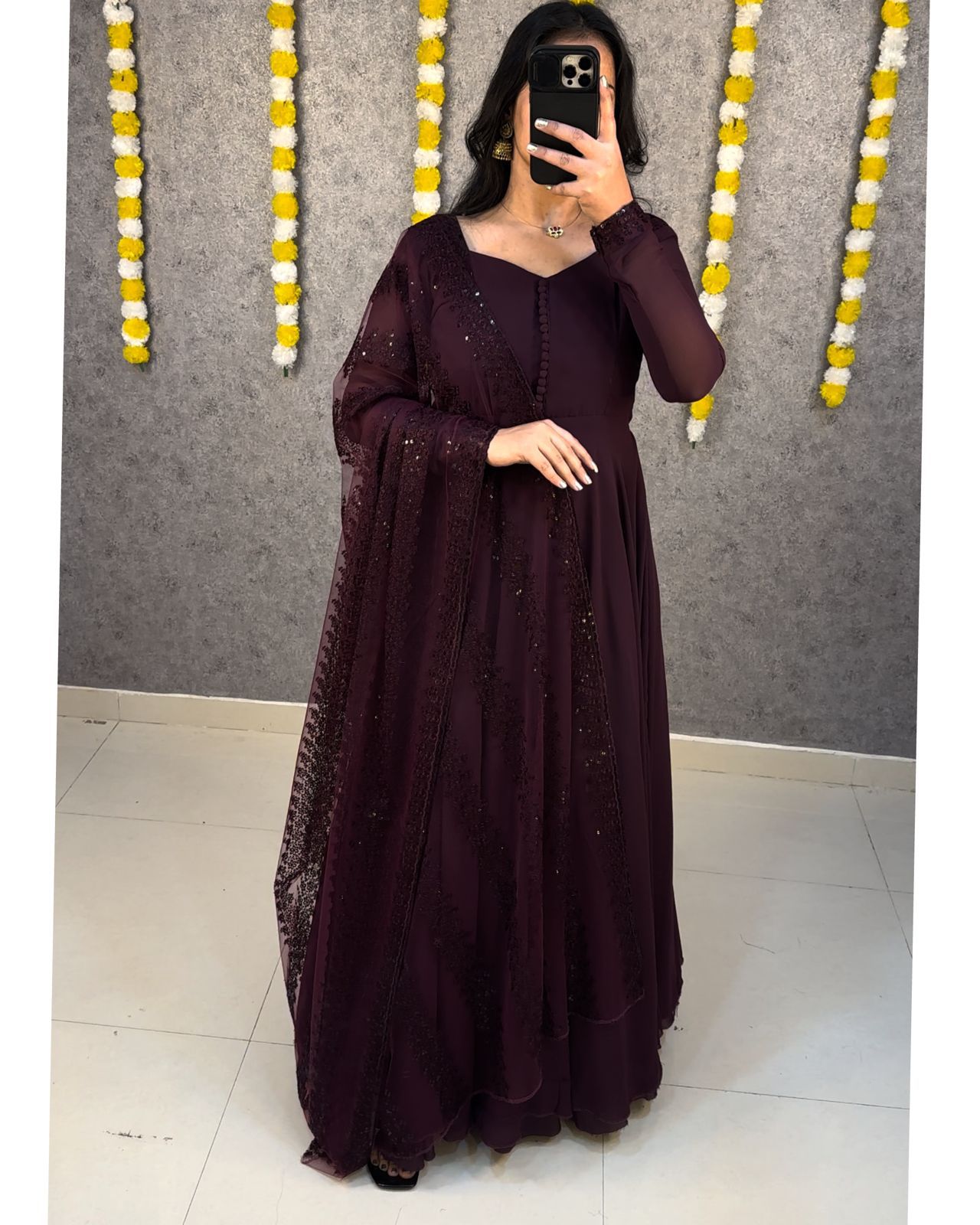 Premium Georgette Party Wear Gown with Net Dupatta