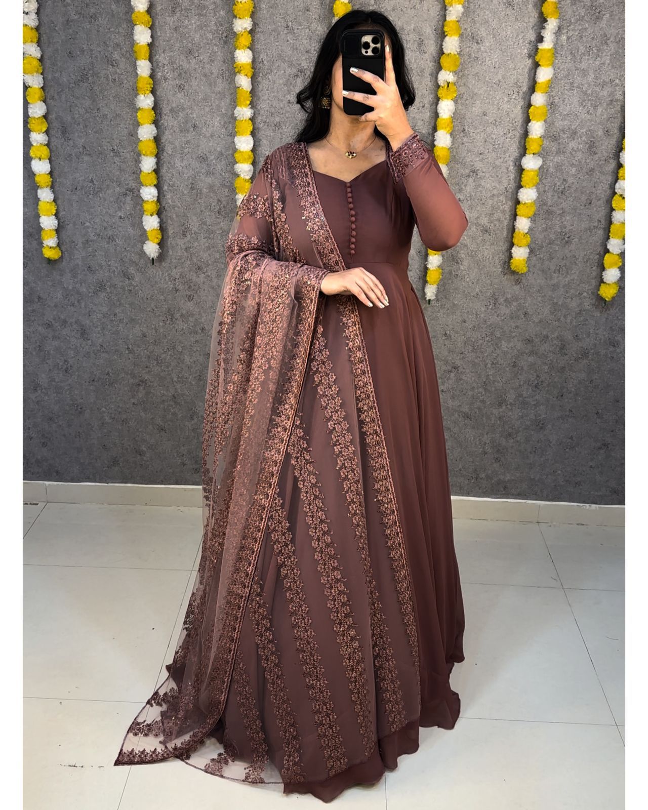 Premium Georgette Party Wear Gown with Net Dupatta
