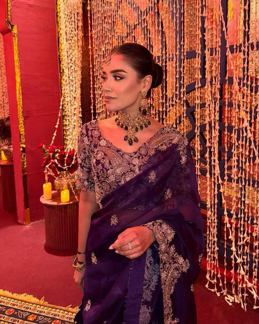 NEW DESIGNER HEAVY EMBRODERY WORK SAREE