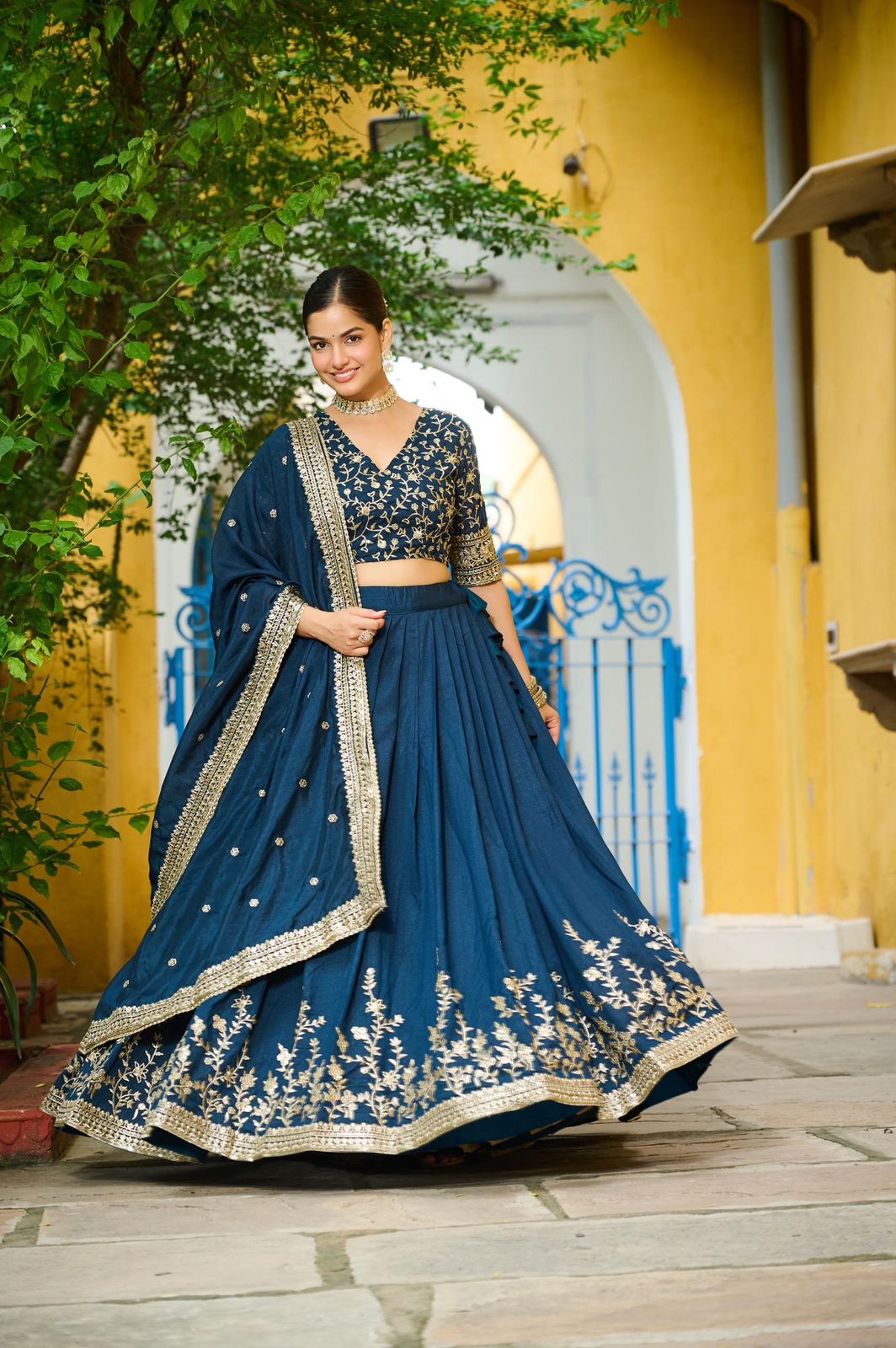 Desirable Women's Lehenga Made With Vichitra Silk With Rich Sequins Embroidery work Blouse and Designer Embroidered work &nbsp;Dupatta