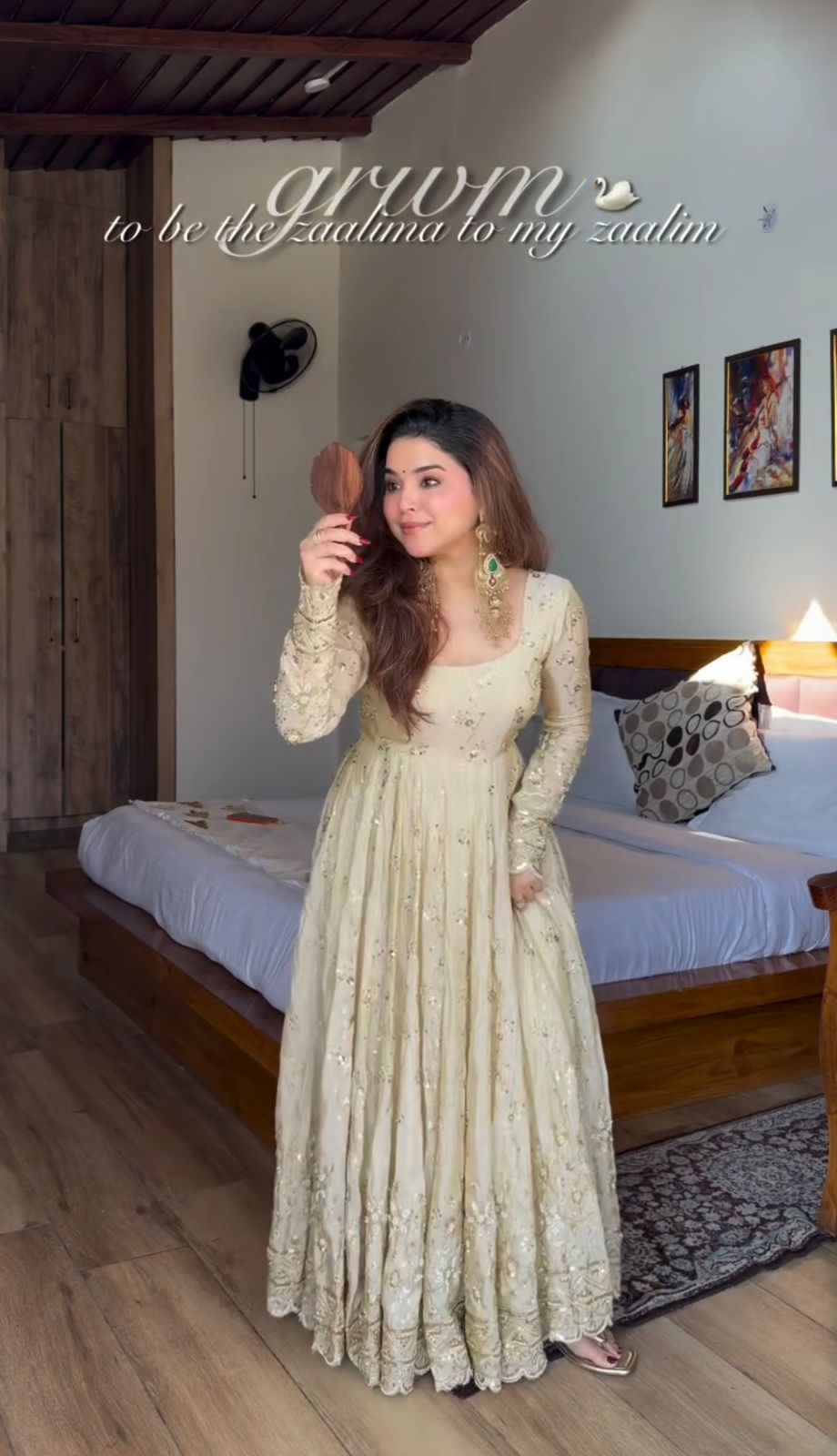 Designer Crunchy Silk Gown with Heavy Embroidery & Lace Border Dupatta – Ready to Wear Set