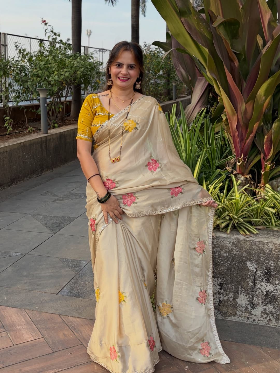 Premium Embroidered Georgette Saree with Heavy Front & Back Blouse