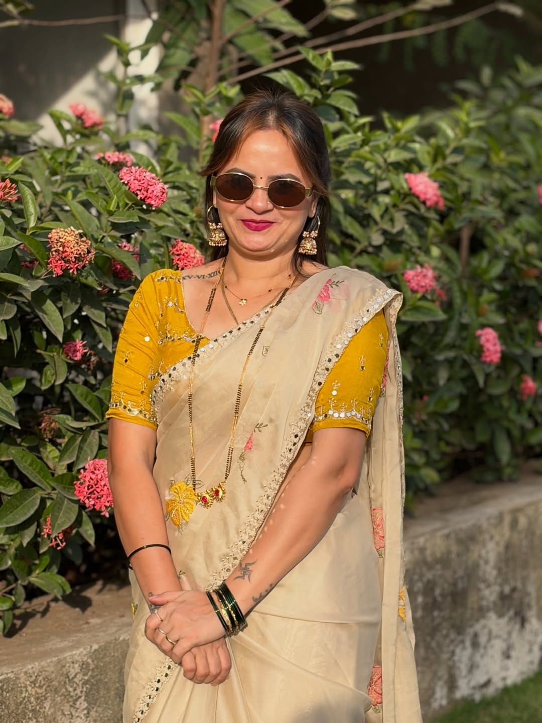 Premium Embroidered Georgette Saree with Heavy Front & Back Blouse