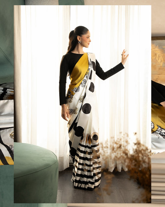 Designer Model Silk Saree with Digital Print & Matching Blouse – Elegant Party & Function Wear