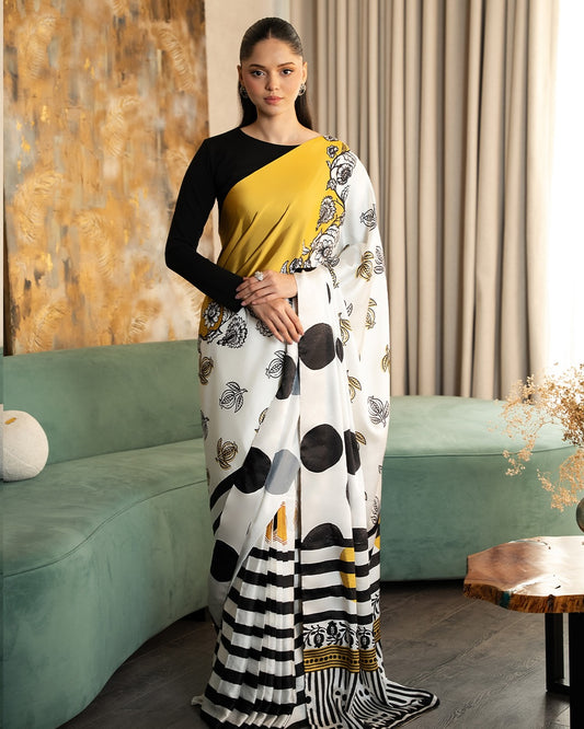 Designer Model Silk Saree with Digital Print & Matching Blouse – Elegant Party & Function Wear