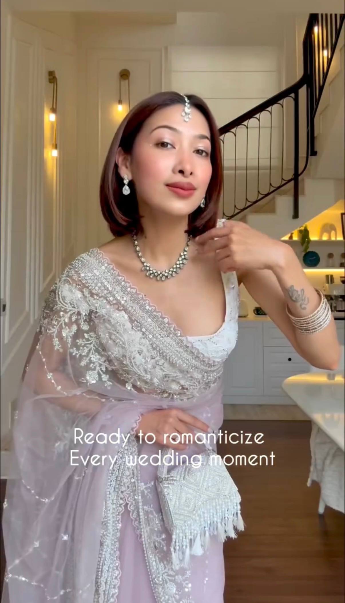 Designer Nylon Net Embroidered Saree with Cut-Work Border and Unstitched Blouse